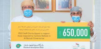 ഷഹീൻ : 6,50,000 റിയാൽ സംഭാവന നൽകി പെട്രോളിയം ഡെവലപ്പ്മെന്റ് ഒമാൻ